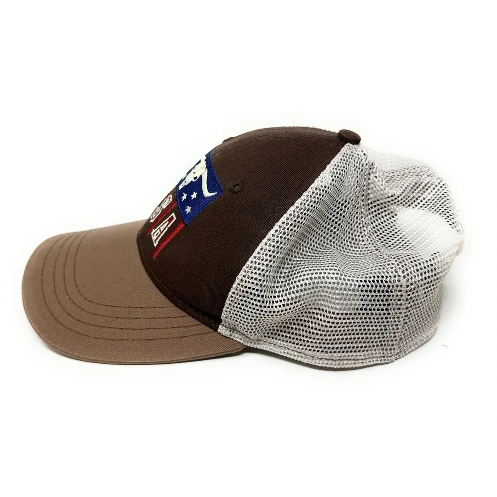Cody James Trucker Hat Mens OSFM Brown USA Longhorn Skull Snapback Mesh Cap